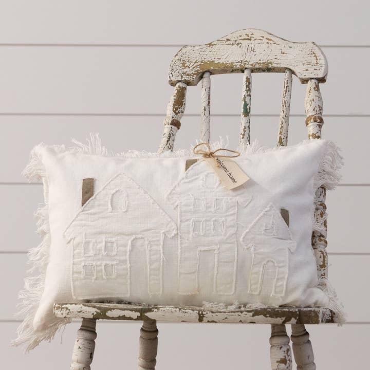 Audrey's Home & Gift - Wholesale Throw/Decorative Pillow - Pillow - Raggedy Welcome Home With Fabric Tag (PC)