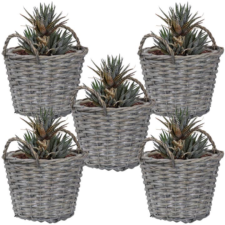 Sunnydaze Decor - Wholesale Plant Pot - 8 in Rattan Wicker Basket Planters with Handles - Set of 55