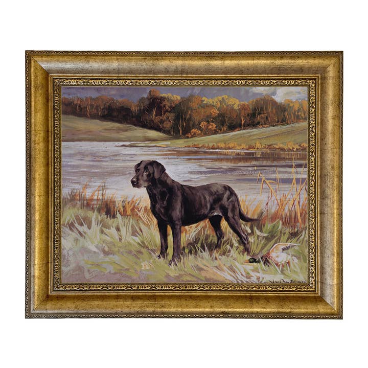 Madison Bay Co. - Historical Home Decor Reproductions - Wholesale Art Print - Labrador Retriever with Duck Framed Painting Print on Canvas36
