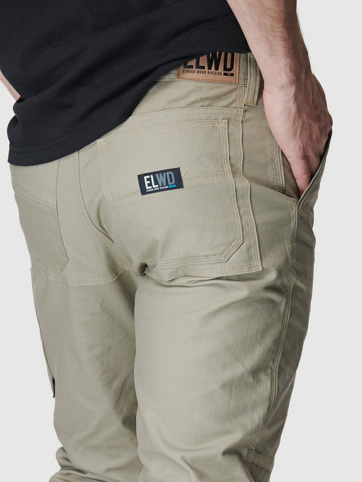 ELWD workwear - Vendita all'ingrosso Pantalone - Uomo - Pantaloni con risvolto da uomo Stone3