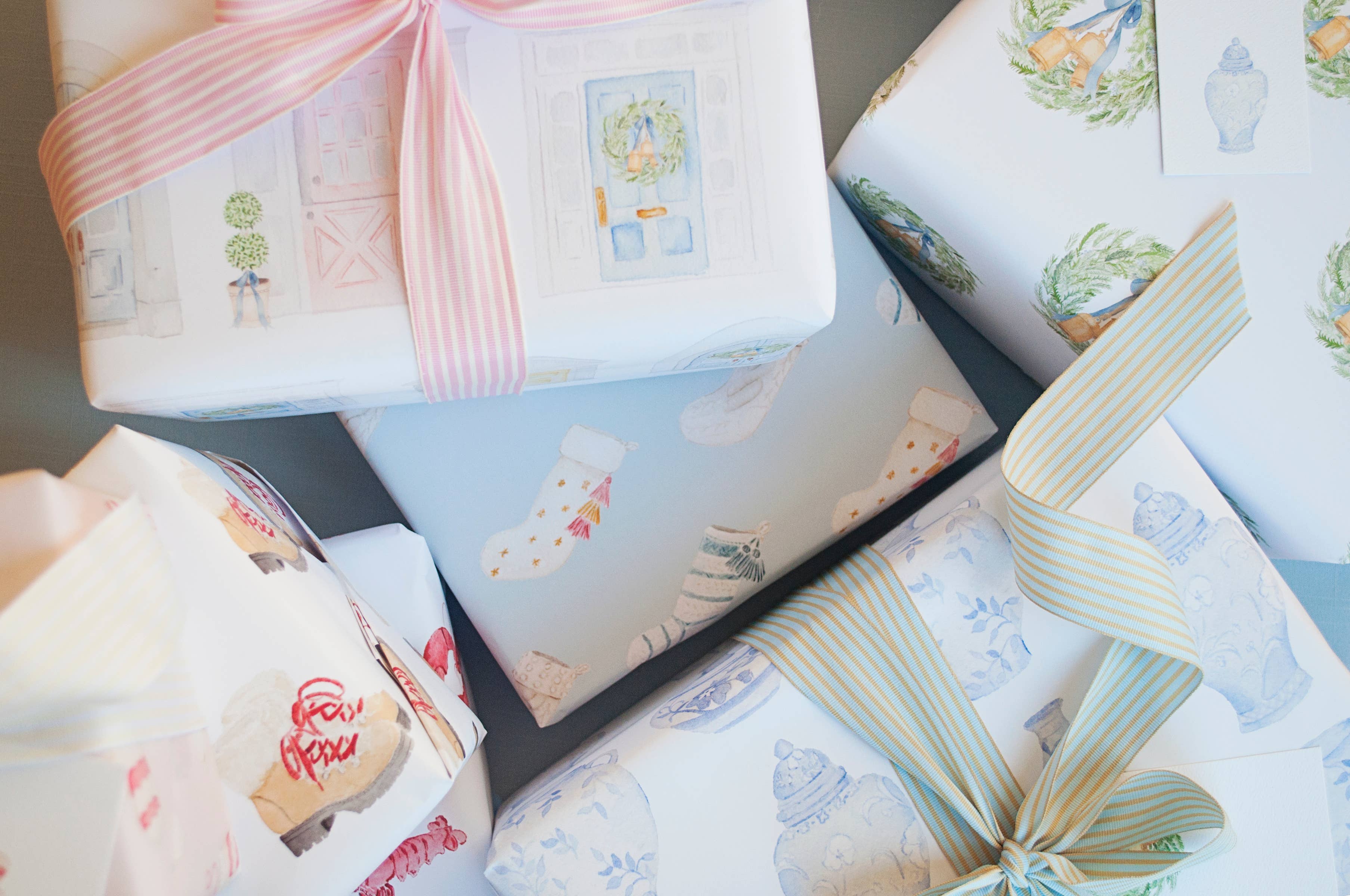 Rebecca Green Design - Wholesale Wrapping Paper Roll - Holiday Wreath Gift Wrap - 5 Sheets/Roll4