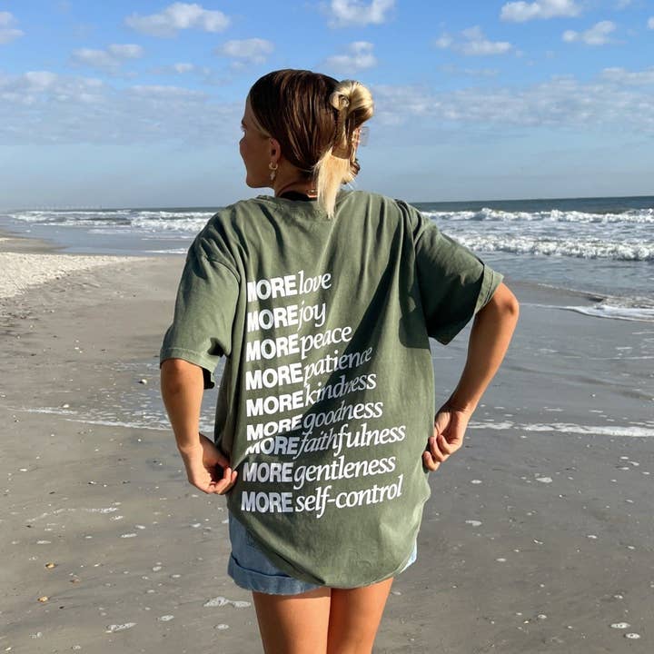 He Would Love First - Wholesale Screen Printed T-Shirt - Women's - RESTOCK! | "MADE FOR MORE" PREMIUM COMFORT COLOR TEE | MOSS GREEN3