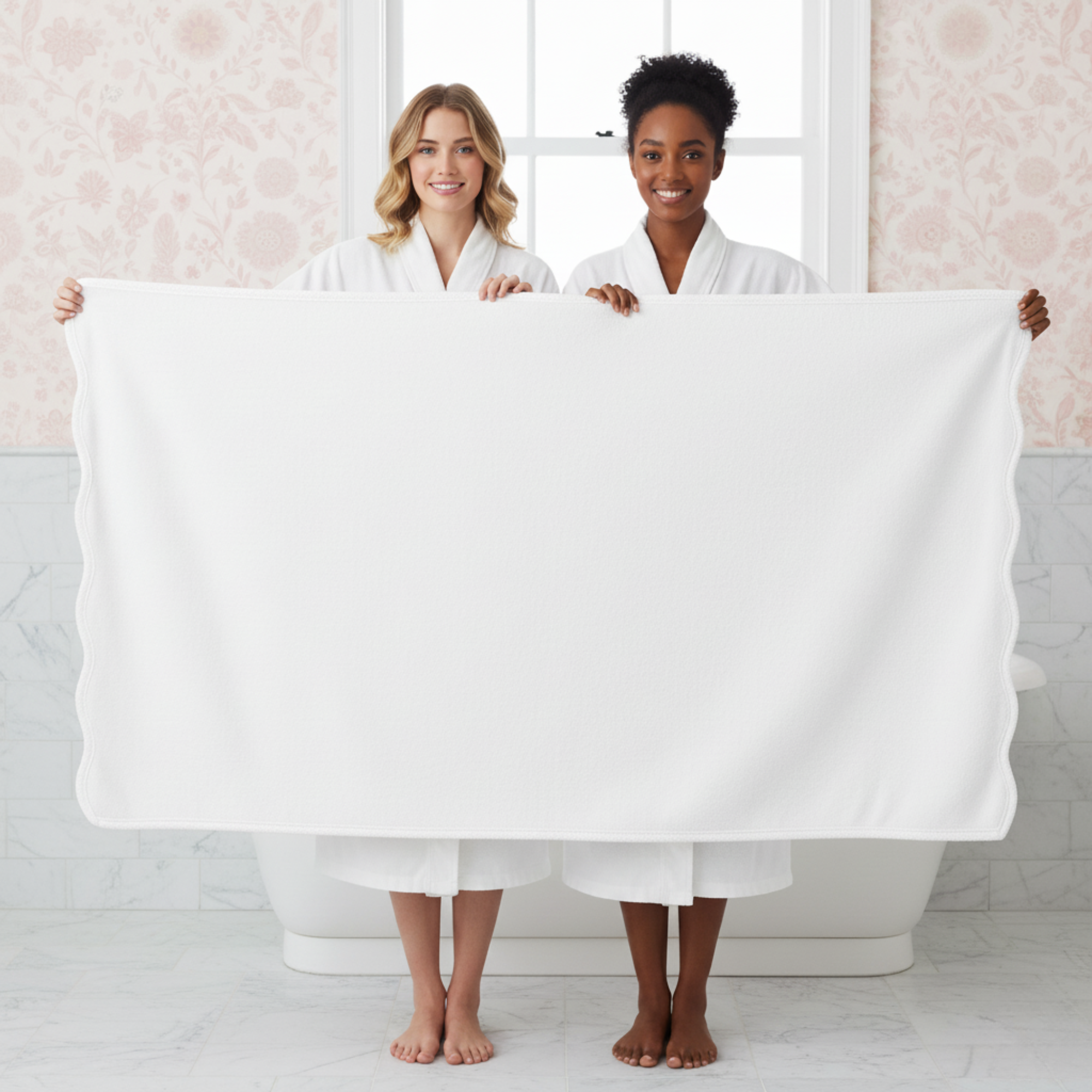 Lotus Linen – wholesale Badrumsmatta – Lyxig badrumsmatta i bomull med kammusselkanter109