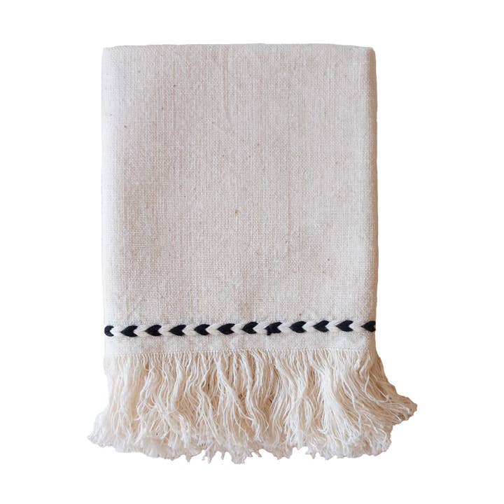 kd weave - Wholesale Dinner & Cloth Napkin - Black Braid Detail Napkin | Hand Woven Cotton | Set of 2
