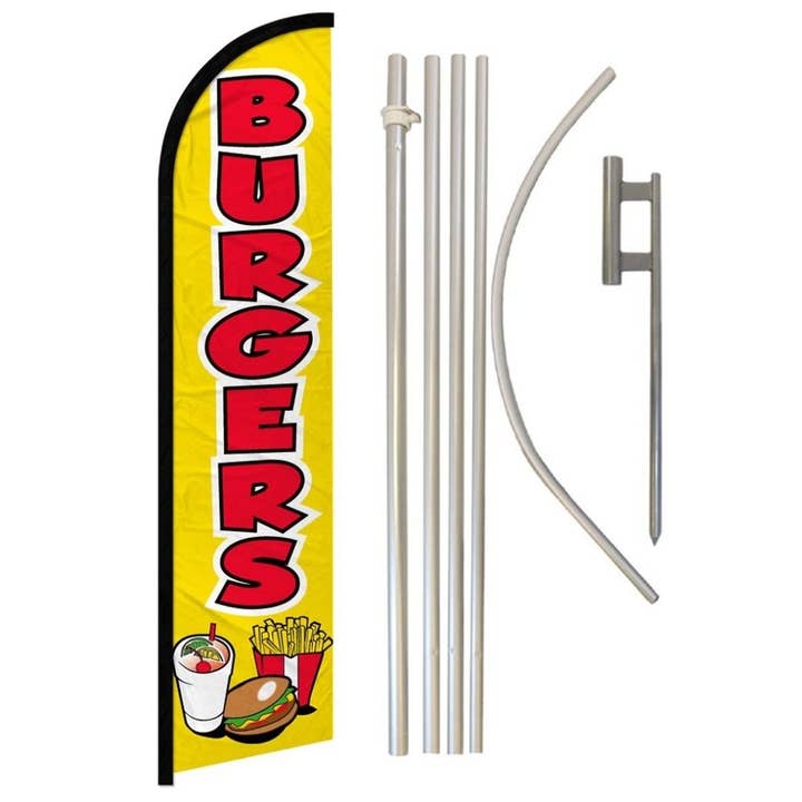 Burgers Windless Banner Flag & Pole Kit for wholesale by Flags Importer