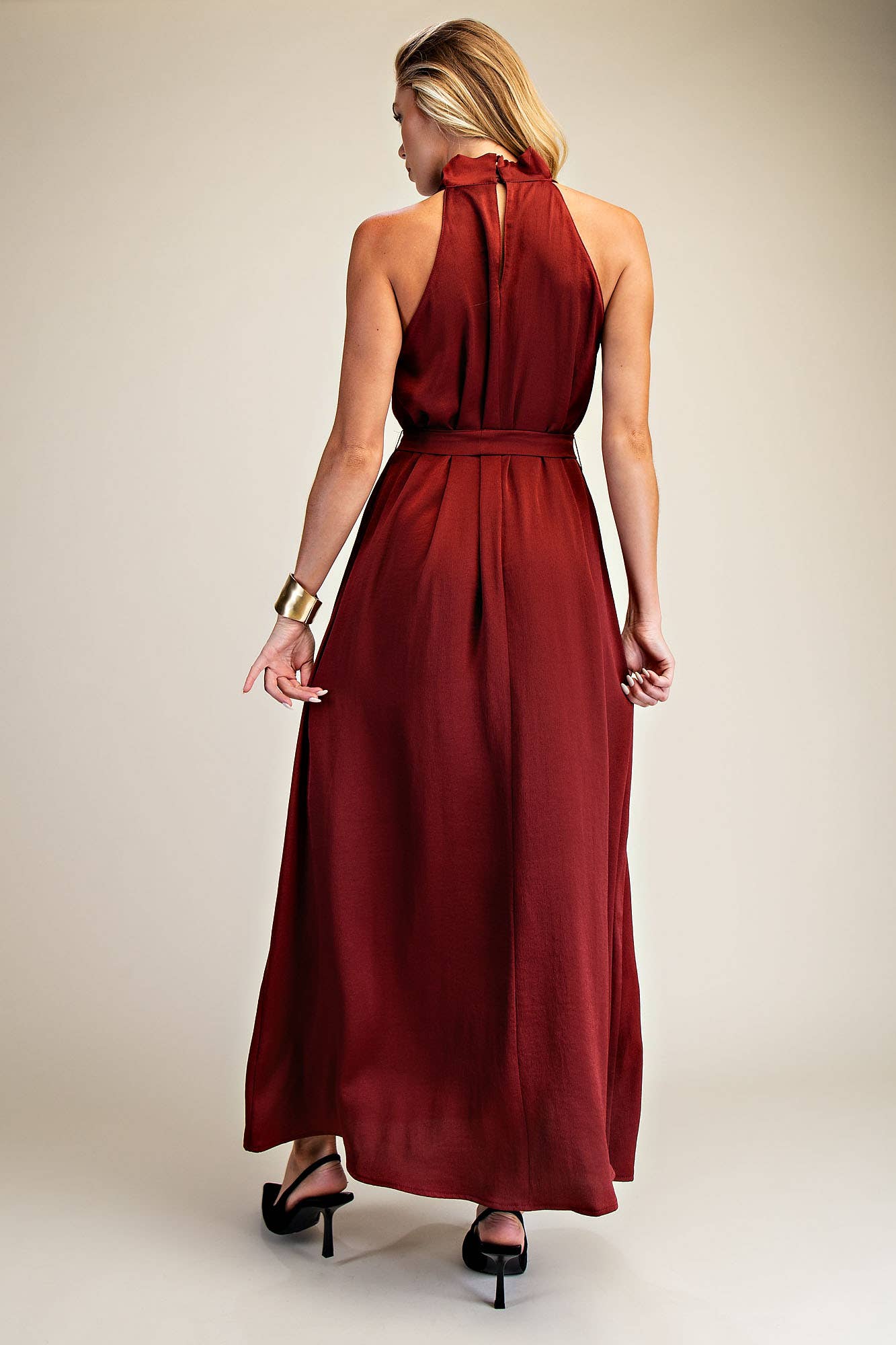 Glam - Wholesale Dress - Women's - Mock Neck Sleeveless Waist Lace Tie Dress10