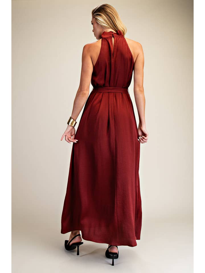 Glam - Wholesale Dress - Women's - Mock Neck Sleeveless Waist Lace Tie Dress10