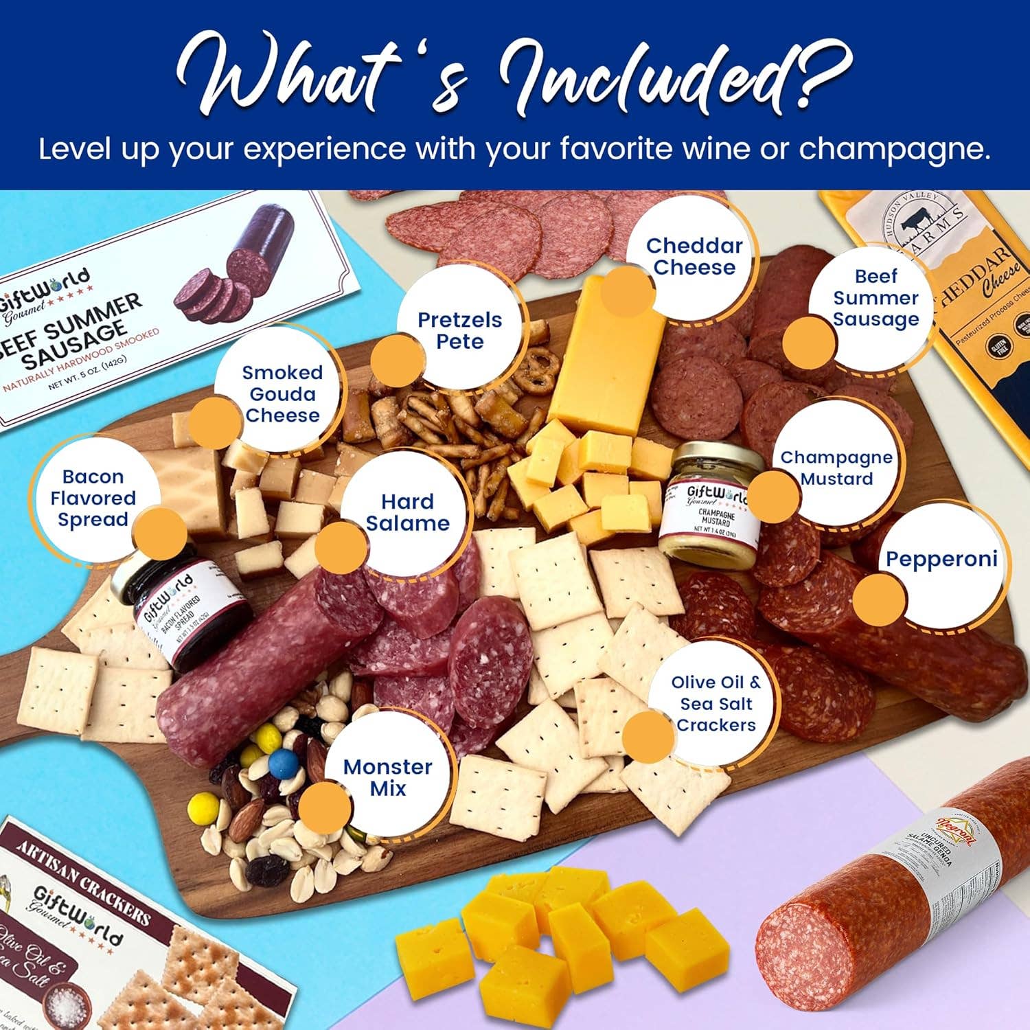 GiftWorld - Wholesale Food Gift Basket - Deluxe Gourmet Meat, Cheese, Snacks Gift Box - Shelf Stable1