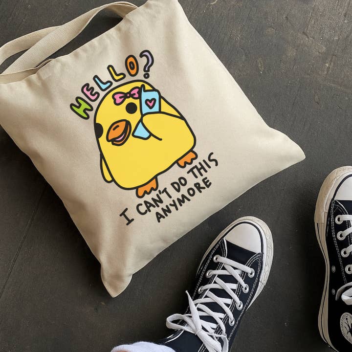 Natural Hello? I Can't Do This Anymore Tote Bag for wholesale on Faire0