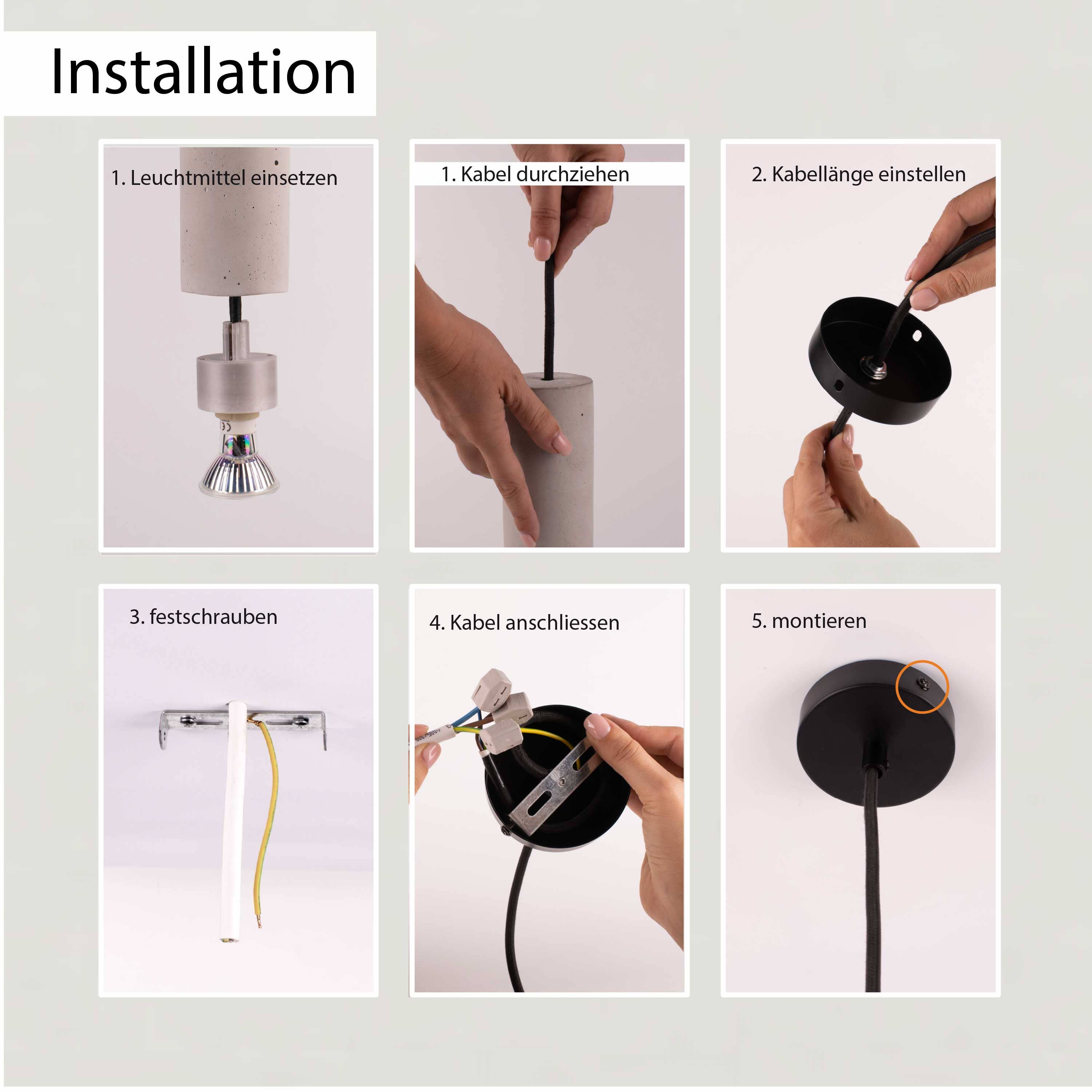 TIVENDIS - Wholesale Chandelier/Hanging Light - Hanging lamp “Nara27" concrete lamp GU10 silver5