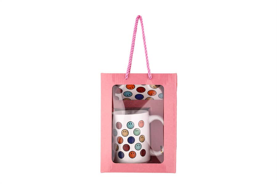 Nima Accessories Inc - Wholesale Coffee Mug - Ladies Smiley Face Coffee Mug Coaster Gift Set0