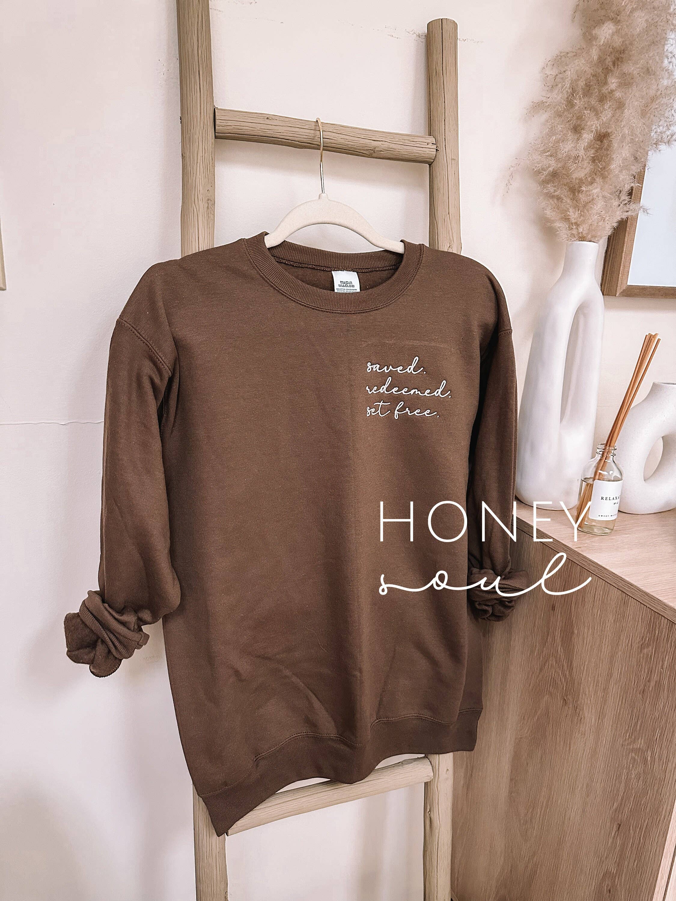Honey Soul LLC - Wholesale Sweatshirt - Women's - Embroidered Saved. Redeemed. Set Free. Sweatshirt3