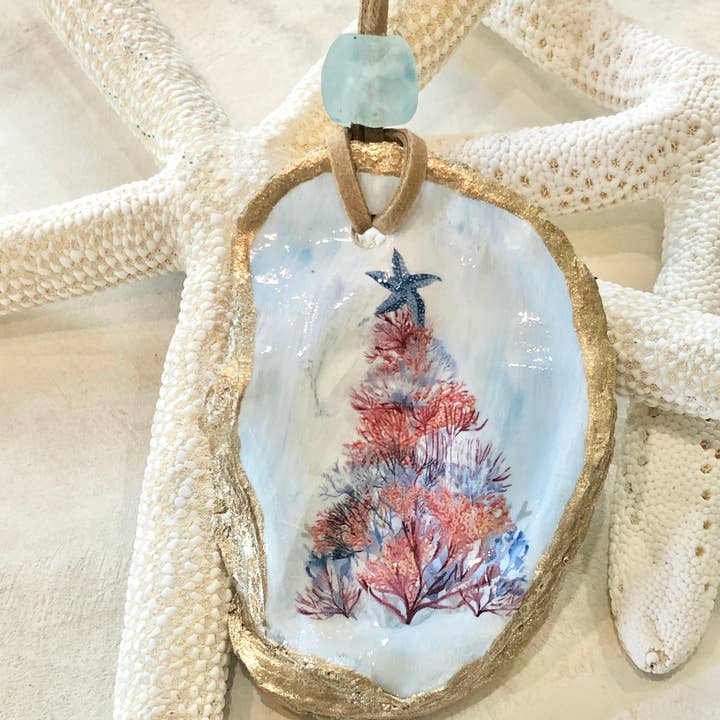 Coast and Cork - Wholesale Ornament - Coastal Christmas Tree Ornament - Oyster Shell6