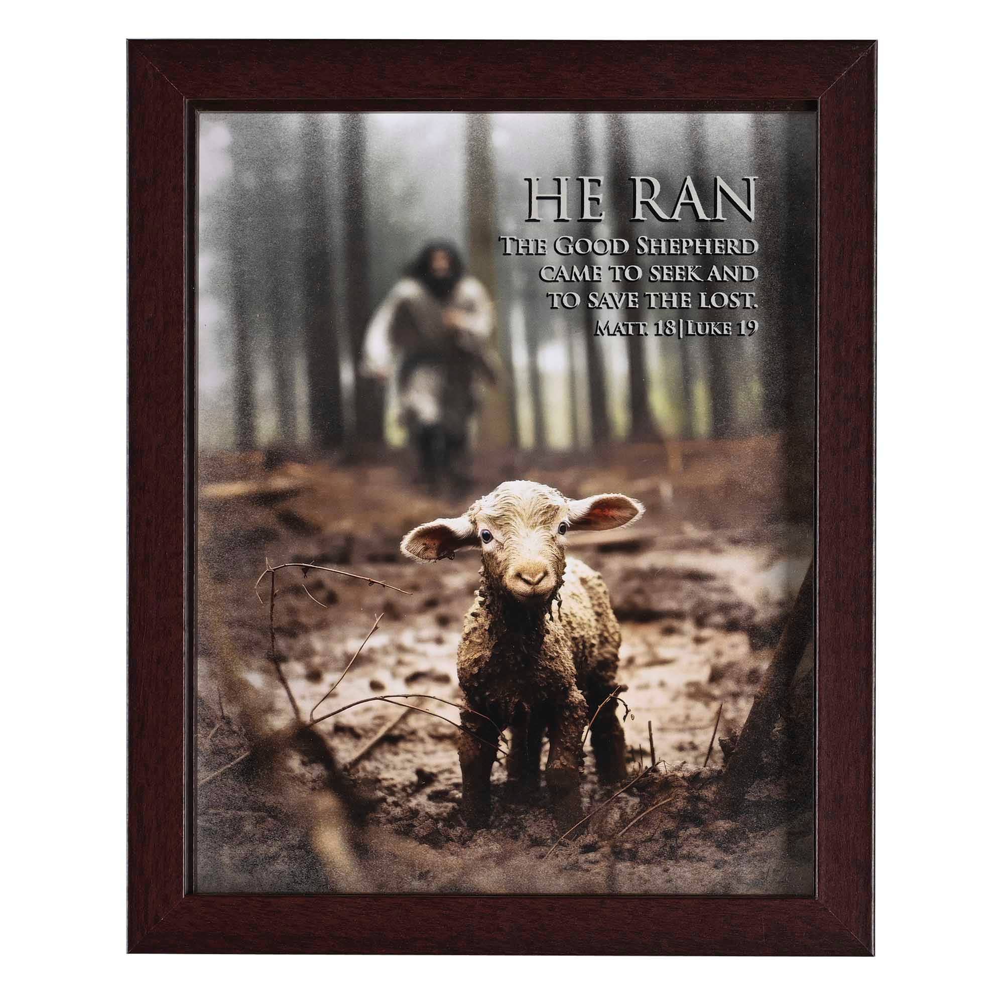 Dicksons – wholesale Decorative tabletop object – Framed Art Lamb 8x10 He Ran Matt18:12-141