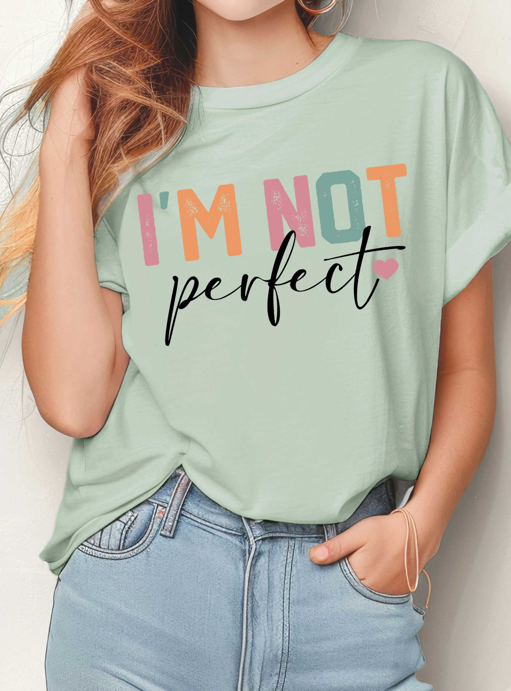 Rustee Clothing - Vendita all'ingrosso Maglietta serigrafata - Donna - MAGLIETTE GRAFICHE NON SONO PERFETTE1