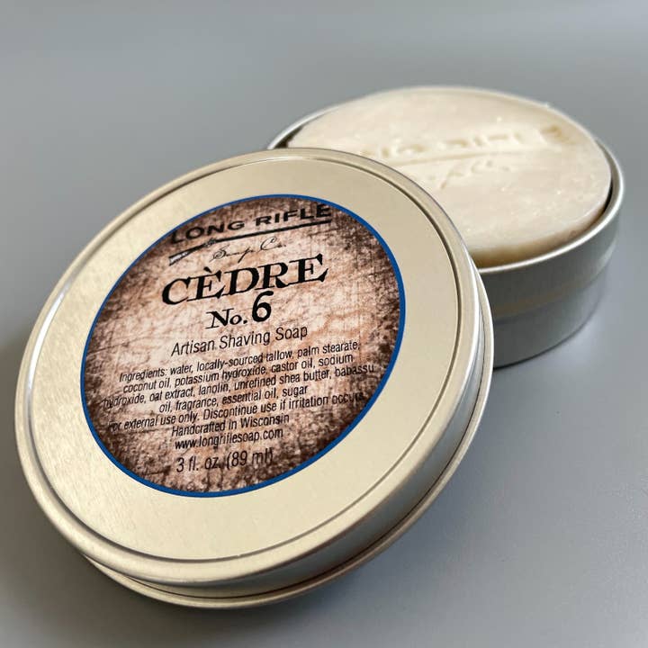 Shaving Soap Puck - Cèdre No. 06 - Men's Grooming for wholesale by Long Rifle Soap Company