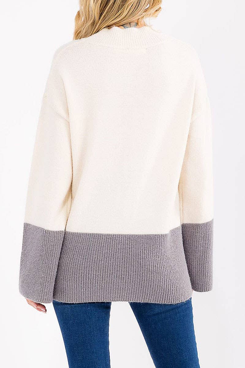 ROUSSEAU - Wholesale Knit Sweater - Women's - LONG SLEEVE COLORBLOCK PULLOVER SWEATER14