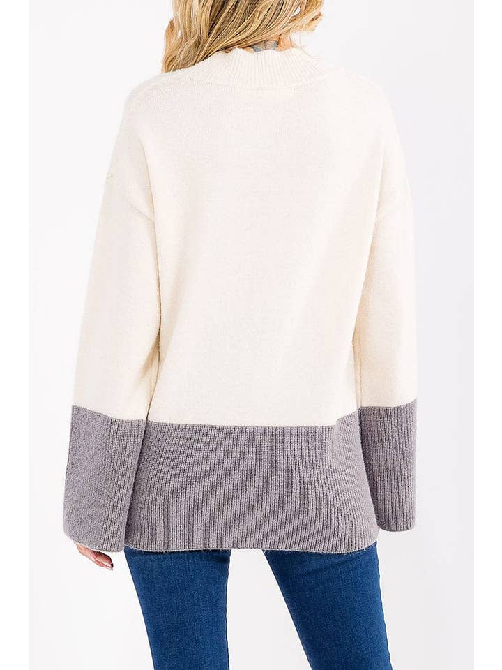 ROUSSEAU - Wholesale Knit Sweater - Women's - LONG SLEEVE COLORBLOCK PULLOVER SWEATER14