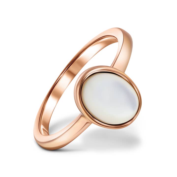 Rejected Hearts Club - Vendita all'ingrosso Anelli con pietra singola/solitario - Anello curativo in oro rosa da impilare con pietra madreperla