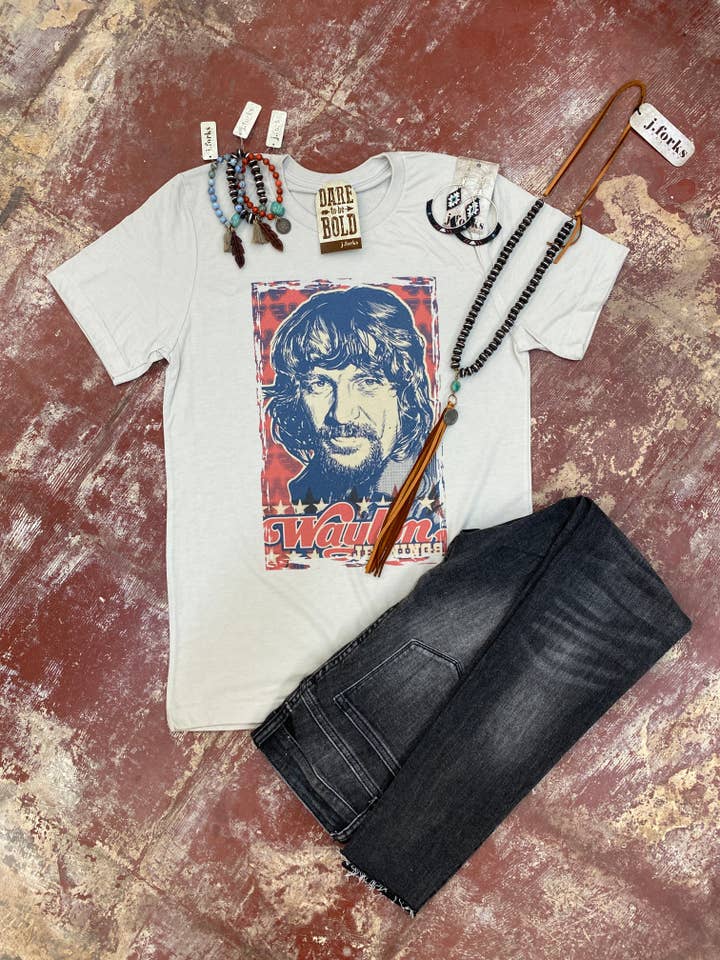 J.Forks Designs - Wholesale Screen Printed T-Shirt - Women's - 1794 Waylon Jennings Poster Tee
