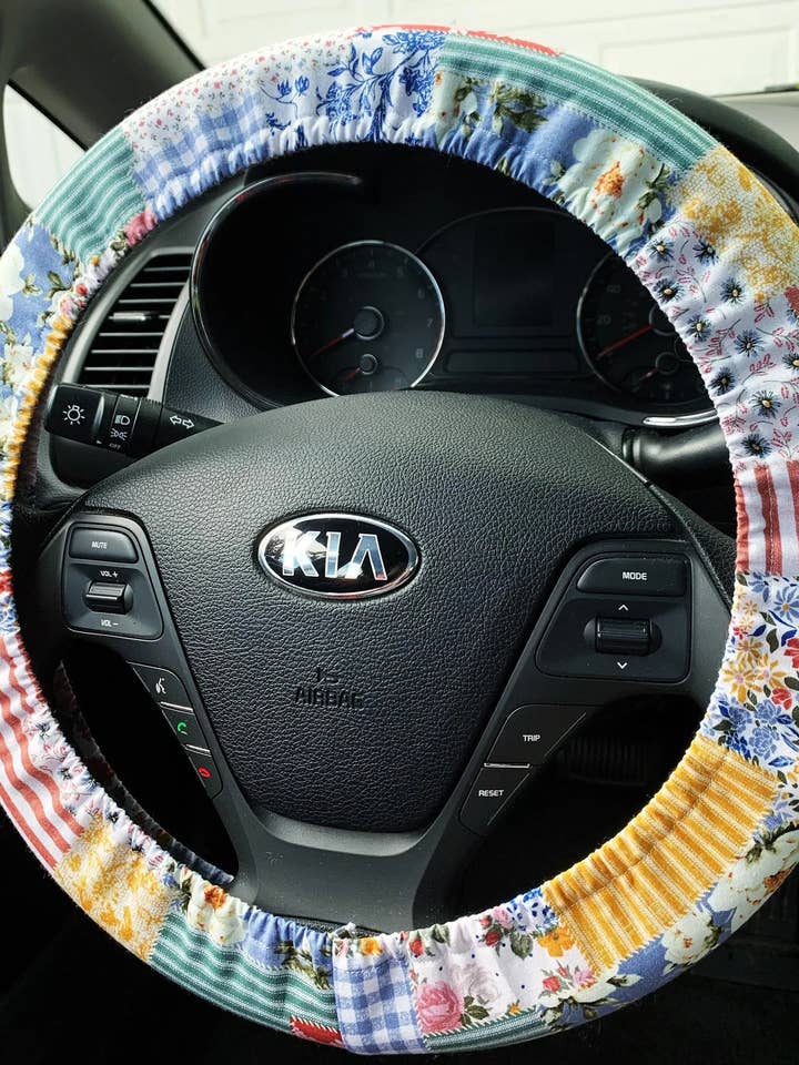 Handmade Patchwork Steering Wheel Cover, Car Accessories for wholesale by Moonshadow Caravan