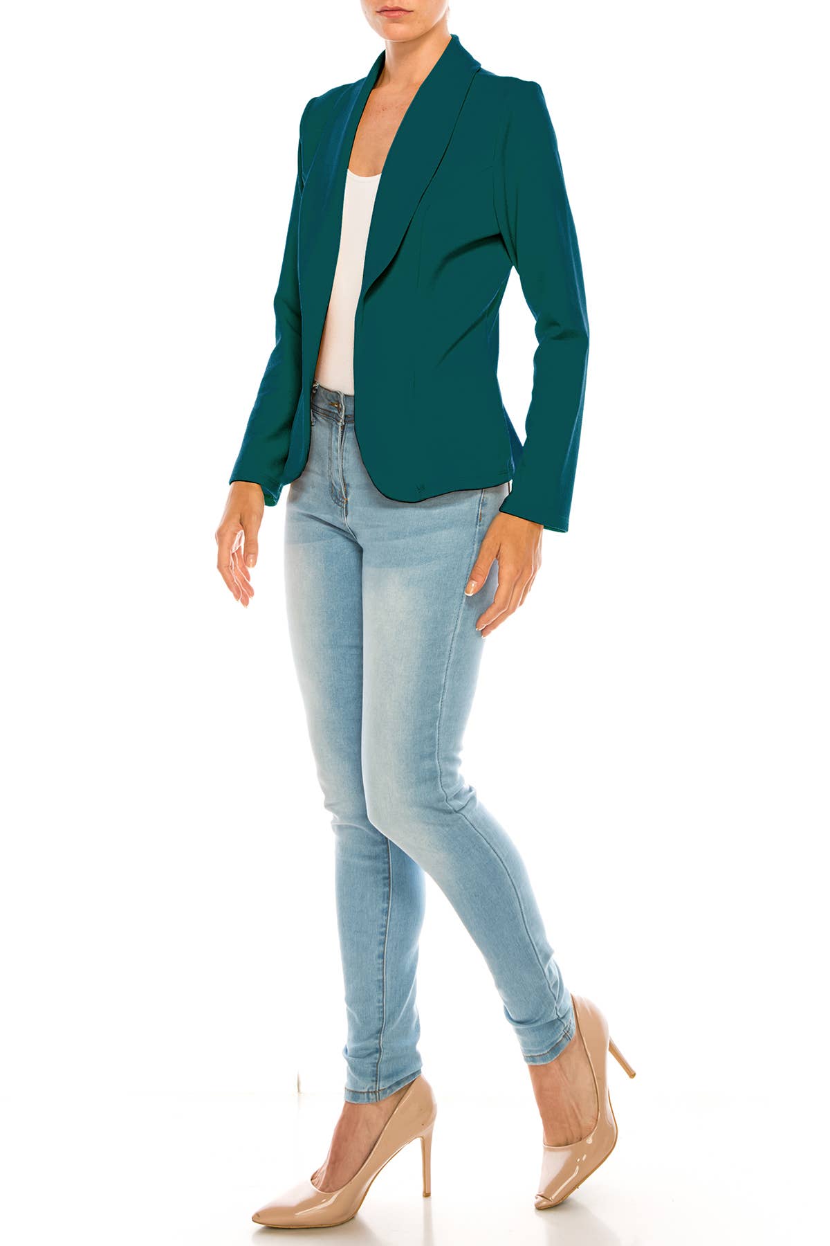 MOA COLLECTION - Wholesale Blazer - Women's - Women’s Solid Open Front Fitted Blazer Jacket – Waist Length13