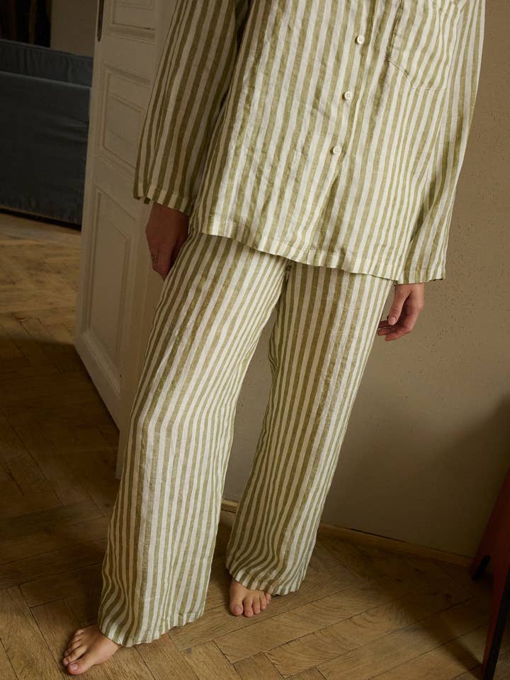 Linenfox - Wholesale Pants - Women's - Striped Linen Pyjama Pants