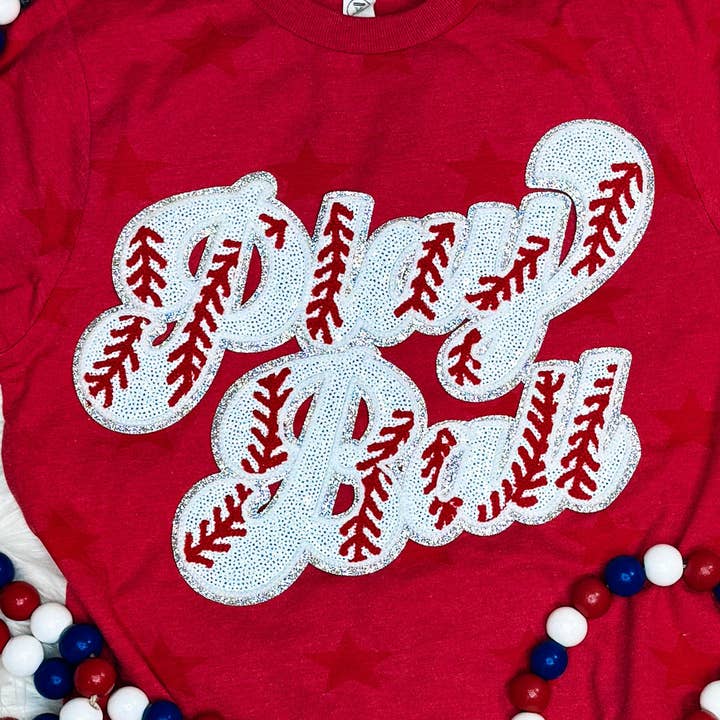 Toppa con paillettes "Play Ball" per la vendita all'ingrosso da parte di Trendy Transfers