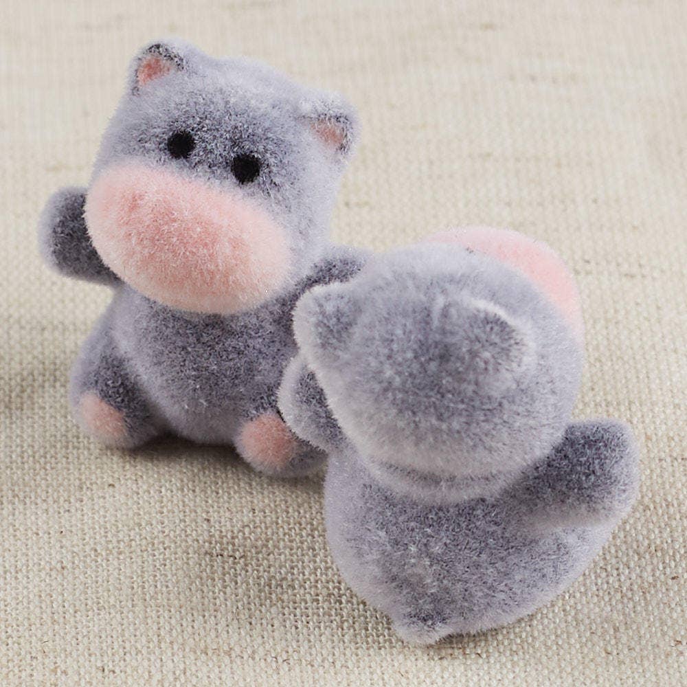 Factory Direct Craft - Wholesale Decorative Figurine - 1" Miniature Flocked Gray Hippos (Bag of 12)1