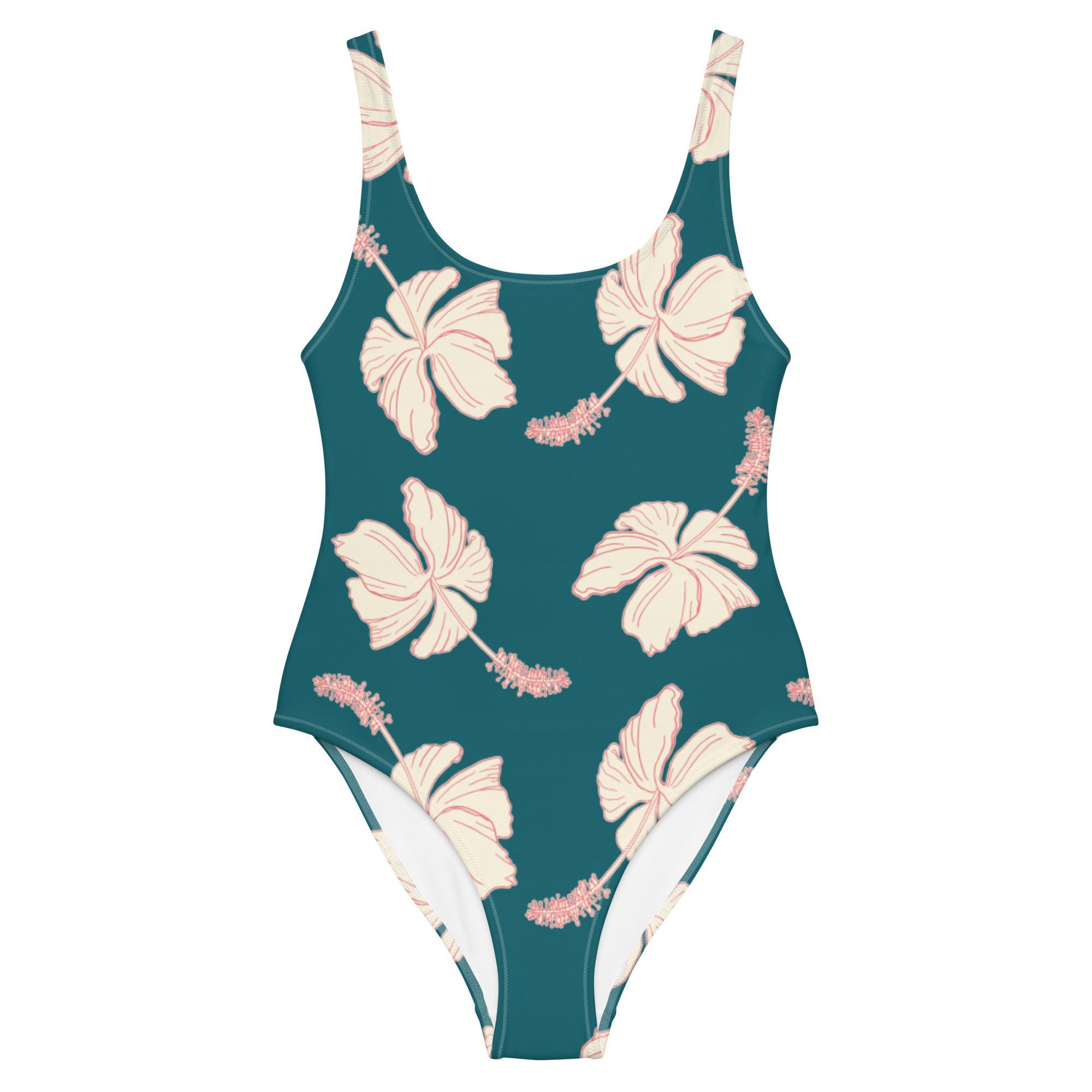 Solshine and Co - Wholesale One Piece Swimsuit - Women's - Floating Hibiscus in Turquoise One-Piece Swimsuit0