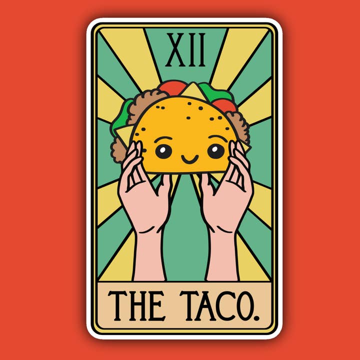 The Taco Tarot Card Sticker for wholesale by Indigo Maiden