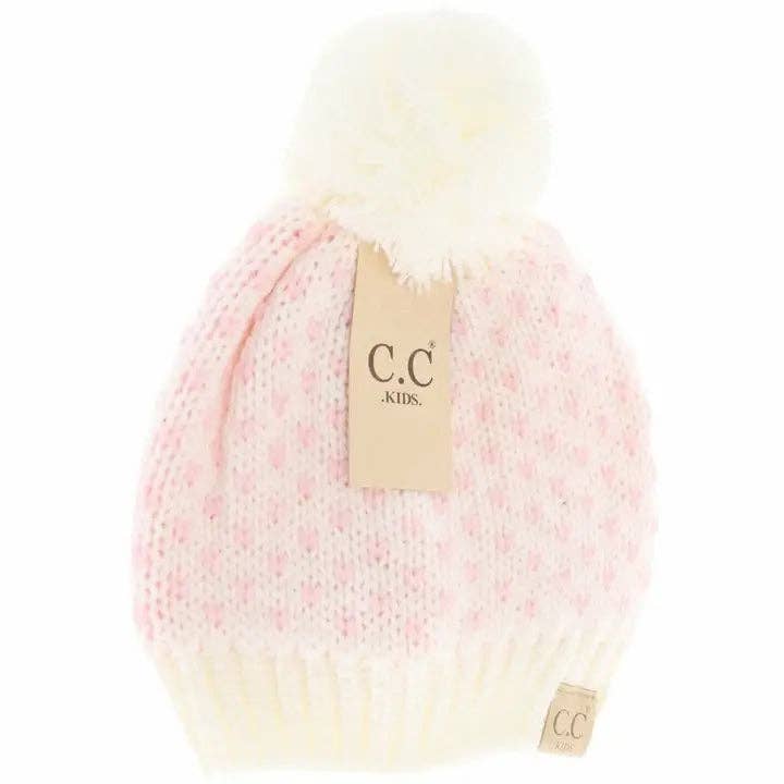 C.C Beanie - Wholesale Beanie - Kids - KIDS Heart Knit Pom Beanie KIDS20881