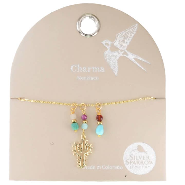 Charma Guld Kaktus Halskæde med Sydvest Stenperler for engroshandel hos Silver Sparrow Jewelry