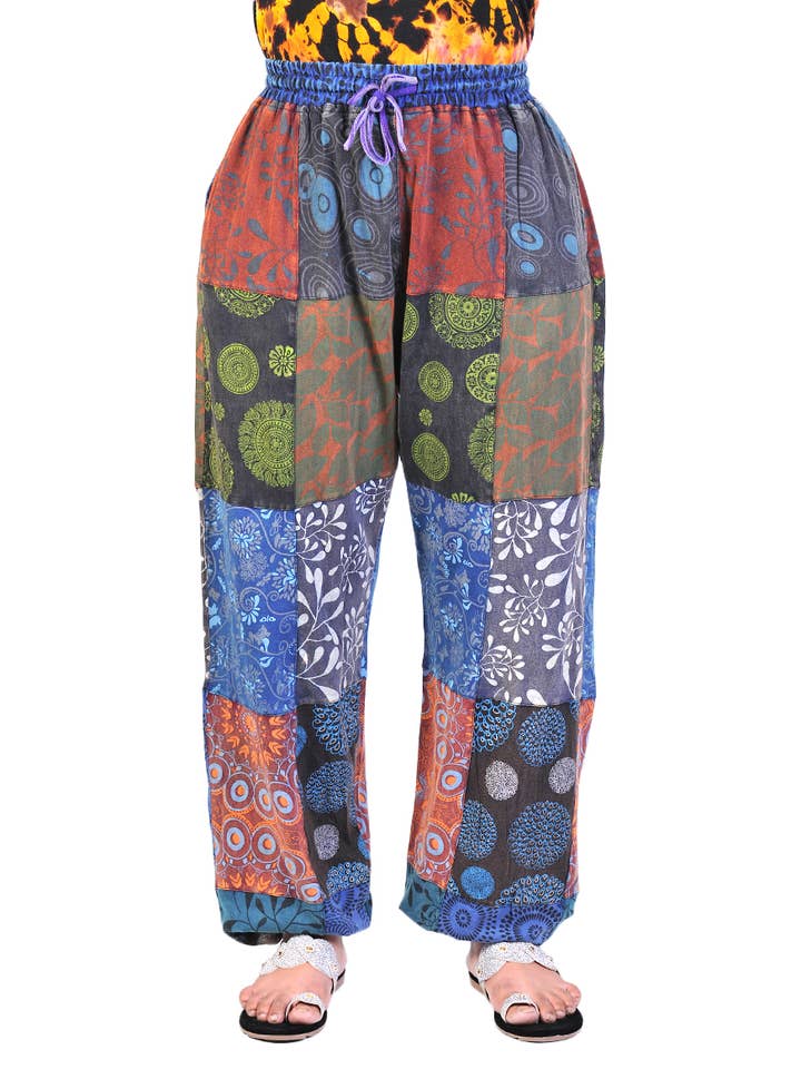 Cotton Patch and Print Boho Genie Harem Pants for wholesale by The Collection Royal / Royal Handicrafts