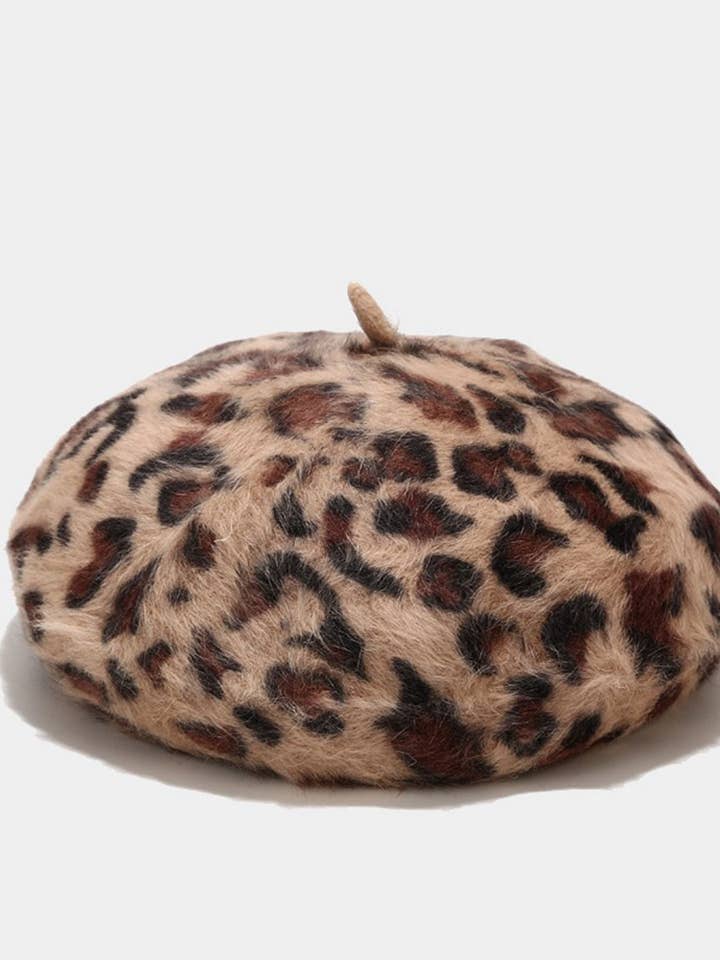 Printed Leopard Print Plush Beret for wholesale by Wholesalesir