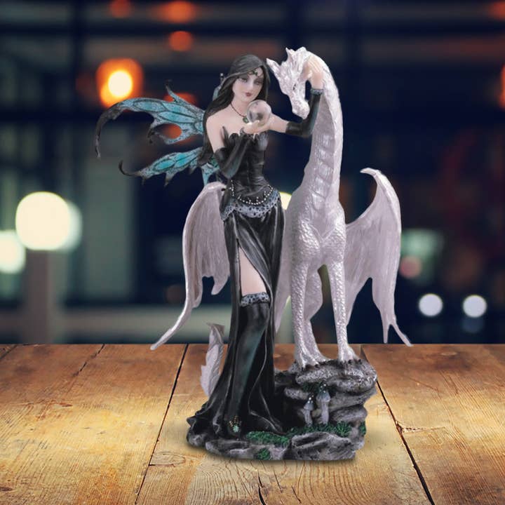 FC Design - Vente Figurine décorative - Figurine de fée noire gothique de 10 po de hauteur, cadeaux de décoration intérieure0