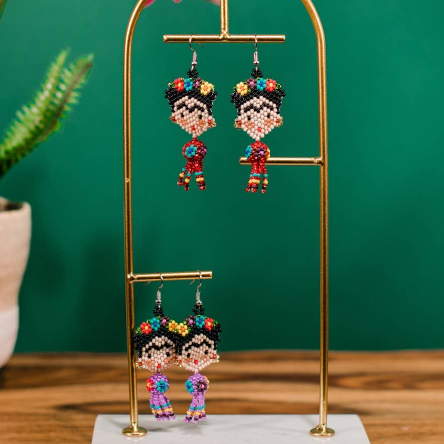 Lucia's Imports - Vente Boucles d'oreilles pendantes - Boucles d'oreilles perlées Dancing Frida1