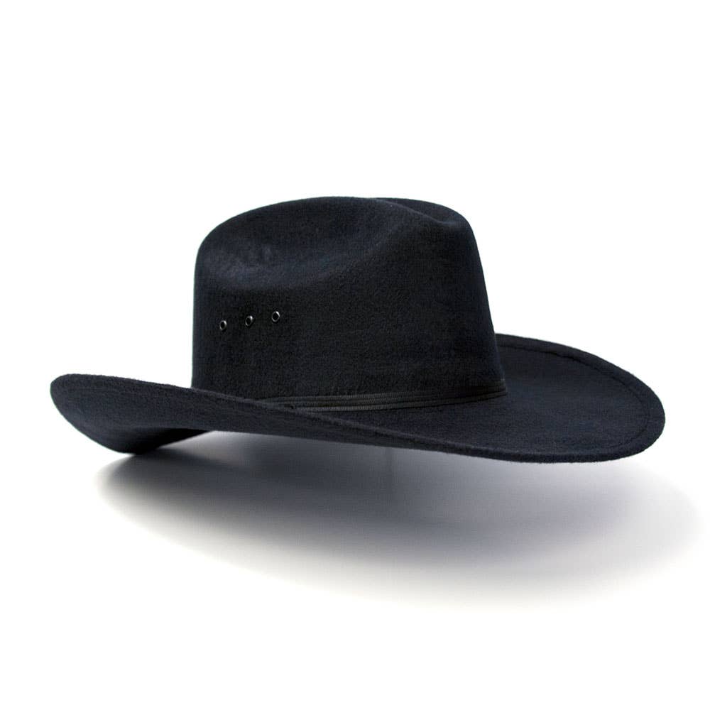 Western Express - Wholesale Cowboy Hat - Unisex - Black Felt Finish Western Cattleman Hat with Black Hat Band2