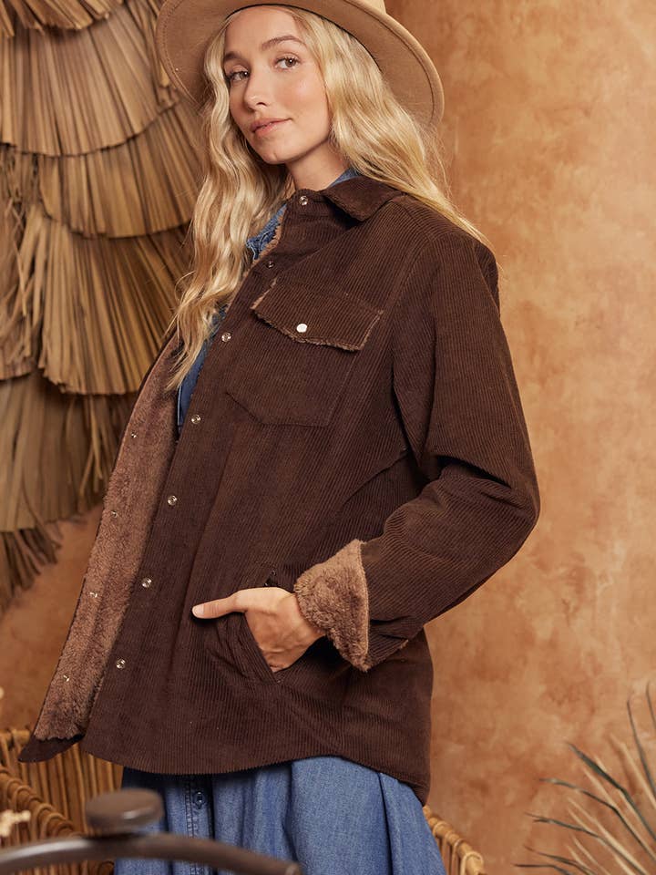 Bluivy - Wholesale Shirt Jacket/Shacket - Women's - CORDUROY SHERPA-LINED JACKET37