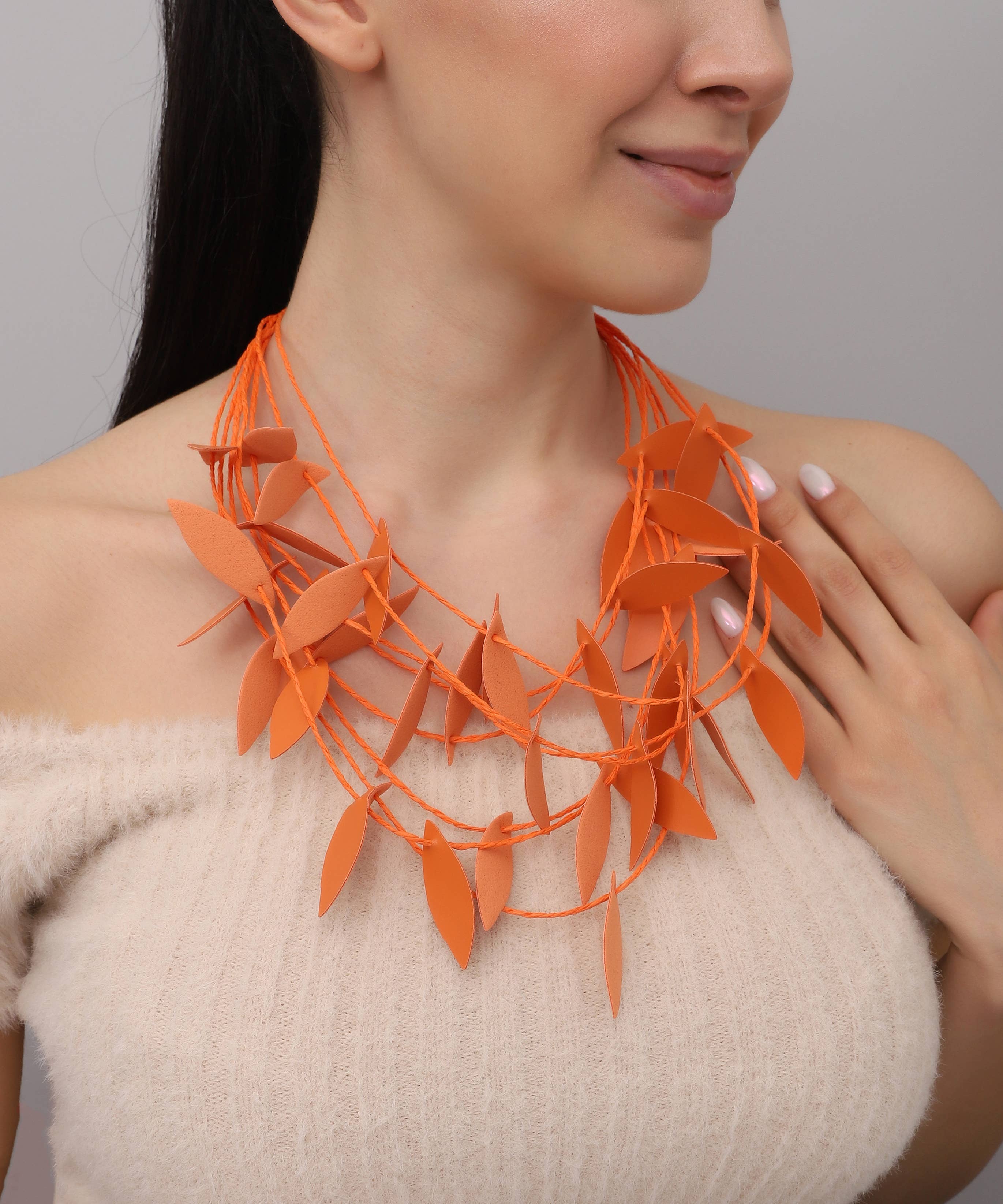 AVENS - Wholesale Jewelry Set - Handmade special design leather leaf jewelry set9