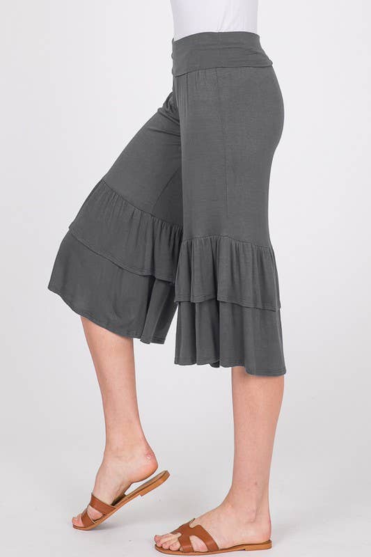 HEIMISH – Calças - Mulher por atacado – CALÇA CORTADA SÓLIDA SP1020S COM BABADOS3