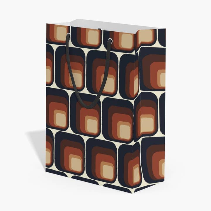 GiGi Thomas Designs - Wholesale Gift Bag - Retro Brown Squares Gift Bag2