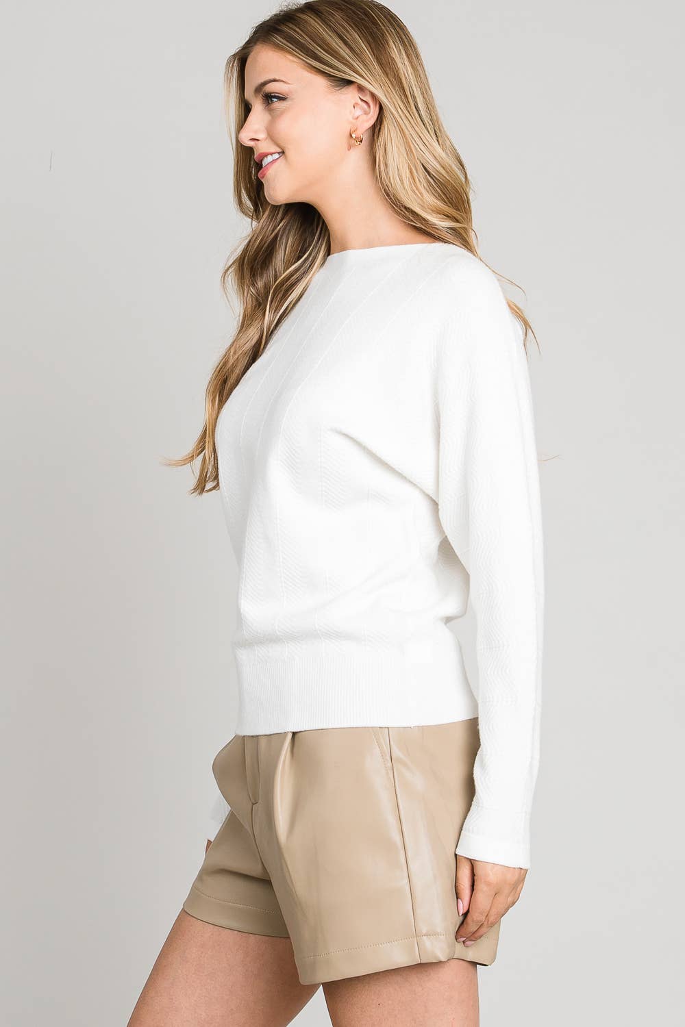 Allie Rose – wholesale Pullovertröja - Dam – Mjukt Chevronmönster Fine Gauge Dolman9