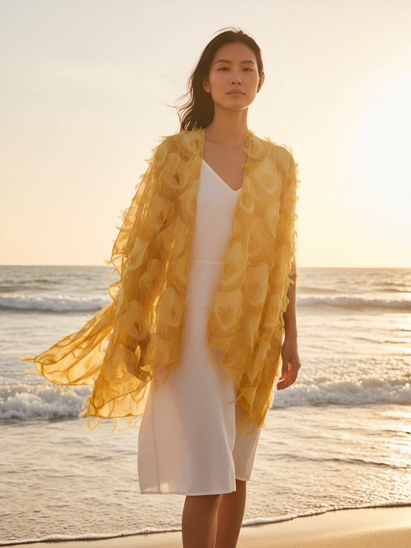 JC Sunny Fashion - Wholesale Kimono - Women's - JC060283 Elegant 3D Feather Fringe Eyelash Kimono/Cover-Up21