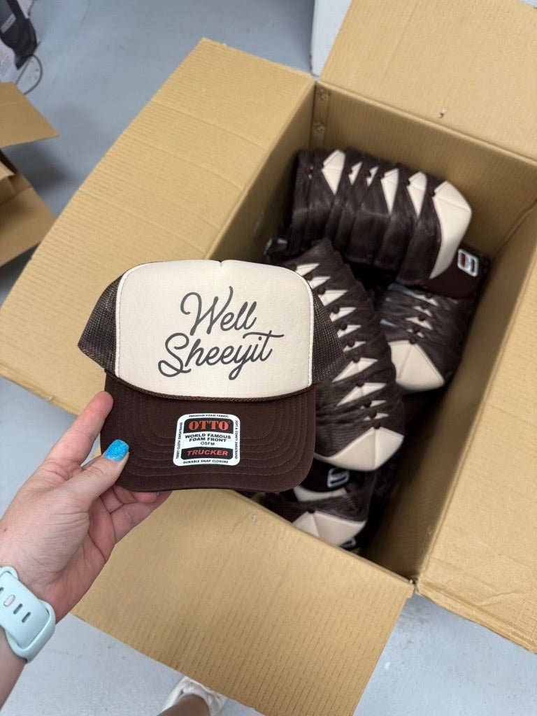 Marron & Tan Eh bien, Sheeyit Casquette de camionneur en vente sur Faire1