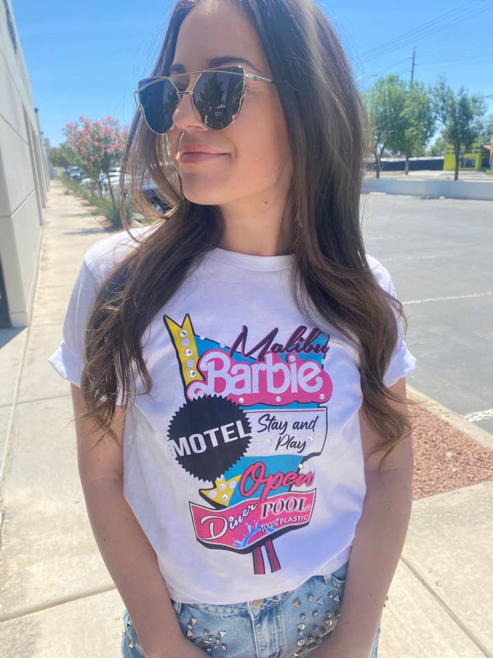 Malibu Motel Barbie Graphic t-shirt, tee, tank, sweatshirt for wholesale by By Jodi LLC