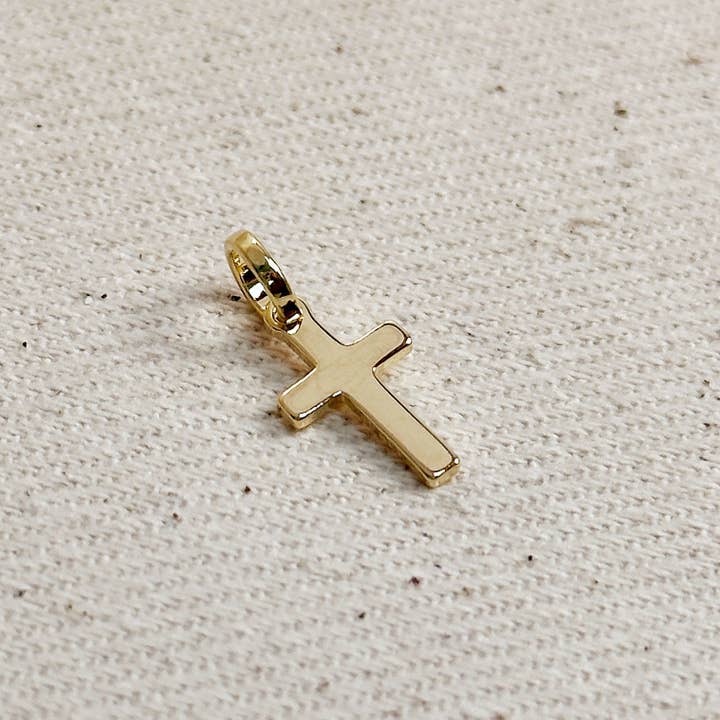 GoldFi - Wholesale Individual Charm/Pendant - 18k Gold Filled Mini Polished Cross Pendant