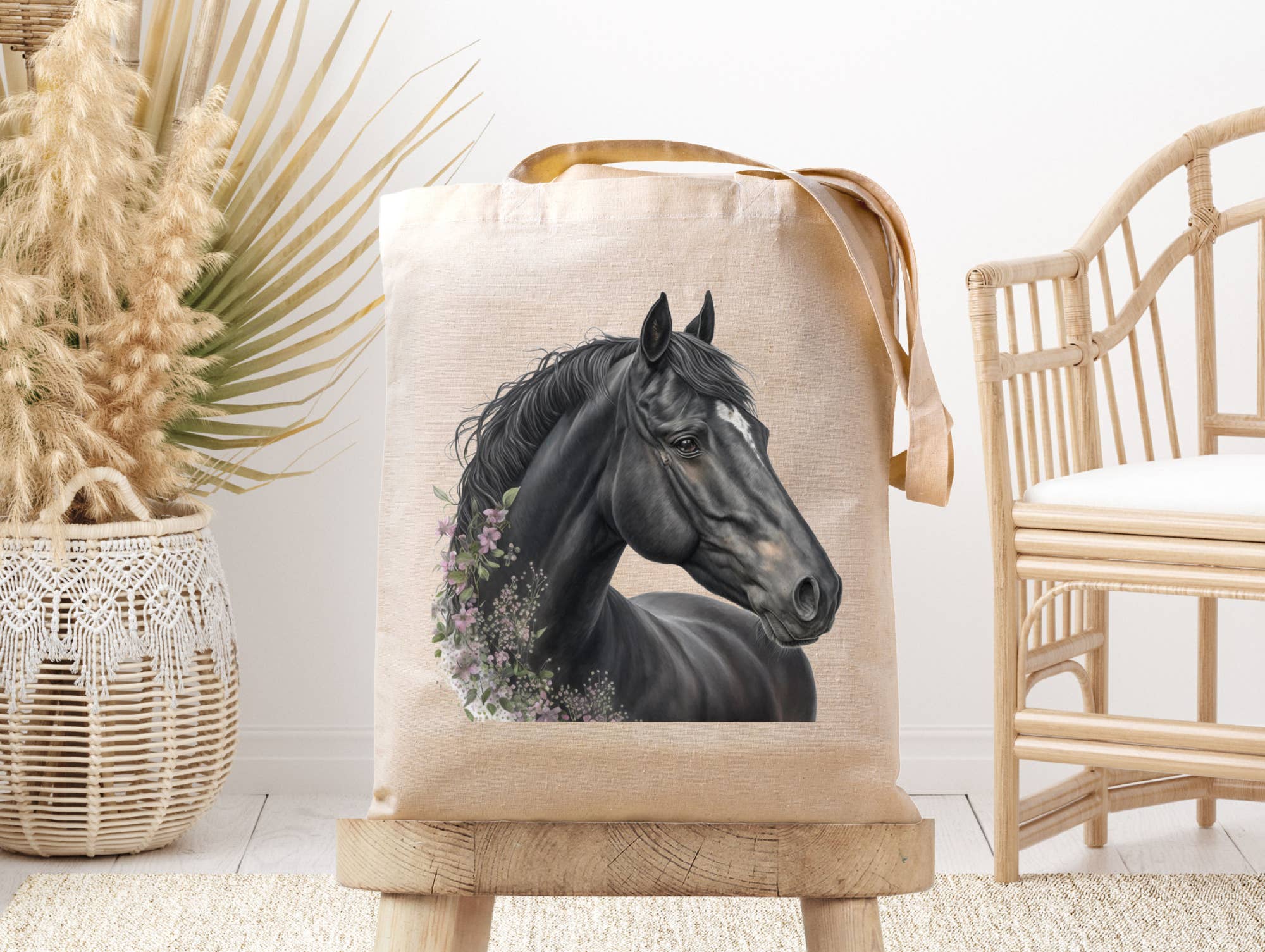 Dark Horse Dream Designs LLC - Wholesale Tote Bag - Women's - Bay Elegant Horse / Equine / Head- Canvas Tote Bag