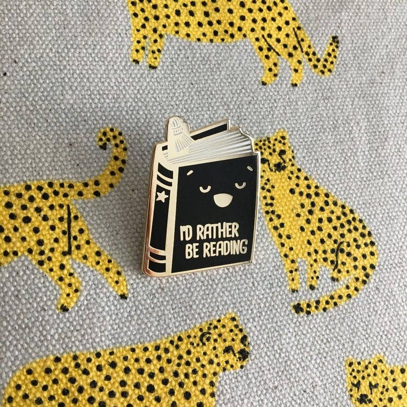 ILOOTPAPERIE - Wholesale Lapel Pin/Button - I'd Rather Be Reading Book Lover Enamel Pin0