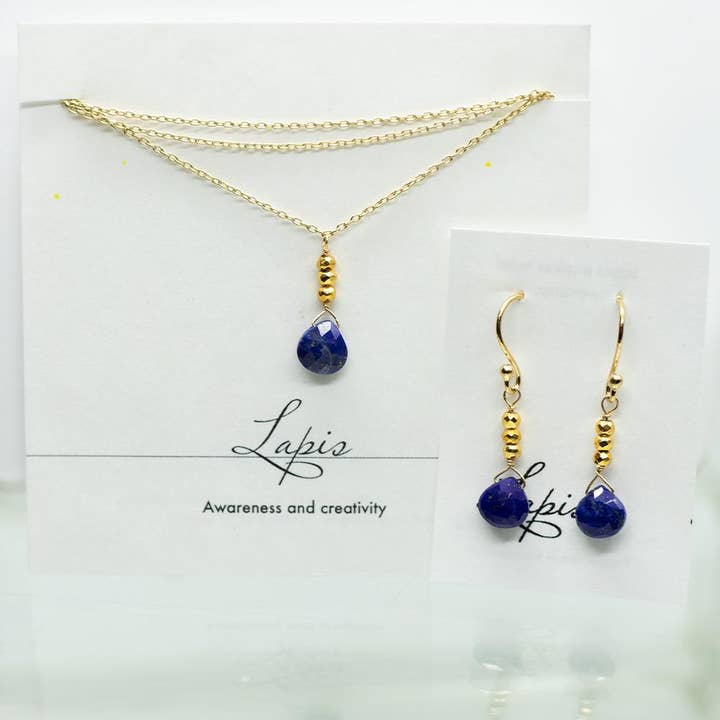 Lapis Gold Raindrop Set for wholesale by Susan Roberts Jewelry